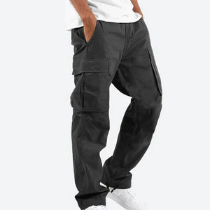 Pantalon cargo tendance pour homme, style streetwear hip-hop, en jean extensible, avec boutons et poches latérales, respirant - Product Image 2