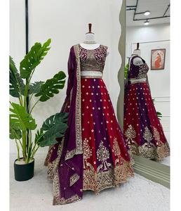 Conjunto de Lehenga Choli de diseñador para mujer con rico trabajo bordado y Dupatta a juego, ideal para funciones nupciales y fiestas - Product Image 1