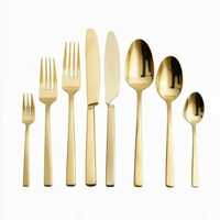 Ensembles de couverts en acier de portabilité Cuillère de mariage en laiton de l'Inde et fourchette en métal Couverts en acier miroir Couteaux de cuisine Incrustation d'os