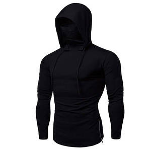 Sweat-shirts de sport unis sans manches, couvrant tout le visage, compression, coupe régulière, entraînement, automne, polaire en coton, pull pour homme, séchage rapide - Product Image 4