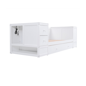 เตียงกลางวันขนาดแฝดพร้อมแขนเก็บและแท่นชาร์จเตียงเด็กสีขาวพร้อม OEM จากเวียดนามสามารถใช้เป็นมัดยี่ห้อของคุณได้ - Product Image 6