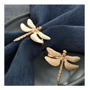 Anneau de serviette de table pour fête de mariage anneau de serviette en forme de libellule en or porte-mouchoirs pour la maison hôtel restaurant accessoires fournitures - Product Image 5