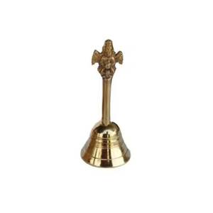 Classic Pure Brass <b>Hand</b> Bell New Design with Brass Handle Vintage Look Metal Peon Bell for Office School Temple and Daily Use - Product Image 1