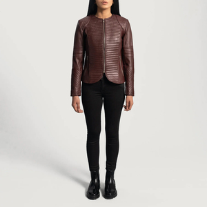 Nouveau design de vestes en cuir ganuine pour femmes col personnalisé sans peau de mouton vestes en cuir pour femmes prix bon marché OEM - Product Image 4