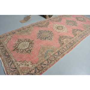 Vintage <b>Runner</b> Rug 5x12.9 ft (153x393 cm), Turkish <b>Red</b> Moroccan Rug - Product Image 2