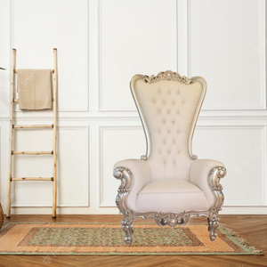 Meubles élégants de haute qualité, couleur or et argent, dossier haut de gamme pour marié, chaise en bois massif pour trône d'hôtel, vente en gros d'Indonésie - Product Image 6