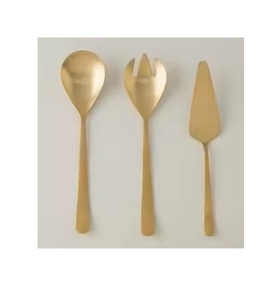 Ensemble de couverts en acier inoxydable 304 de luxe lourd couverts en argent vintage avec poignée décorée d'or vaisselle de mariage - Product Image 5