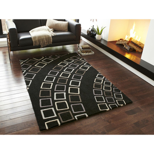 Tapis en laine au DESIGN moderne et élégant, noir et blanc, tufté à la main - Product Image 2