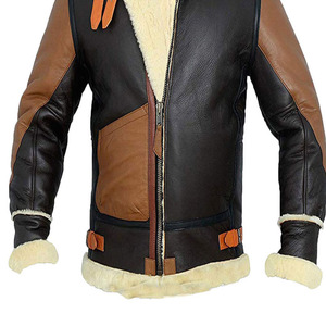 Chaqueta de piloto clásico para hombre con cremallera auténtica en relieve para invierno, chaqueta de piel de talla grande, chaqueta de cuero de piel de oveja, fábrica - Product Image 6