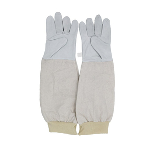 Gants d'apiculture en cuir de grain de peau de vache anti-piqûre de haute qualité avec longue manchette en toile gants de ménage d'apiculture élastiques - Product Image 1
