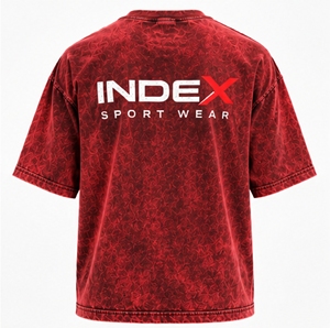 INDEX Men's <b>Red</b> Patterned Cotton T-<b>Shirt</b> O-Neck Short Sleeve Casual Regular Fit Front Logo Printed Jersey Sport Wear - Product Image 2