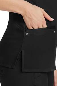 Healing Hands-Top Exfoliante para mujer, cuello en V con 2 bolsillos, estiramiento de 2 vías y paneles laterales de punto de yoga para ajuste Delgado- - Product Image 4