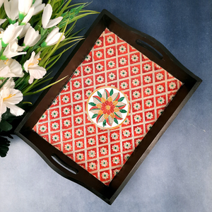 Modern Wooden Serving Tray for Tea <b>Coffee</b> & Snacks Organize Home Dining <b>Table</b> Kitchen With Minakari Work Elegant Wedding Gift - Product Image 4