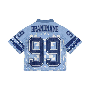 เสื้อครอปตาข่ายถักคอวีทรงโอเวอร์ไซส์เสื้อเจอร์ซีย์ฟุตบอลอเมริกันสำหรับผู้ชาย - Product Image 6