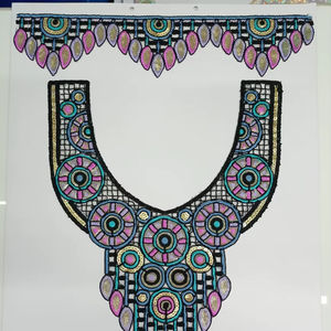 Trendy <b>Indian</b> Ethnic Embroidered Net <b>Fabric</b> Neck Lace Patches Sew-On Boutique Garment Work Suits Gowns Kurti Blouse Decoration - Product Image 1