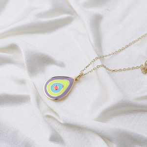 Collar con colgante de esmalte colorido en forma de pera, joyería de plata de ley 925, joyería de plata de ley 925 hecha a mano turca, venta al por mayor - Product Image 2