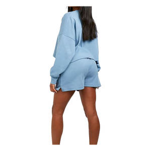 Nouveau femmes pull décontracté à manches longues col rond sweat et short ensemble femmes deux pièces survêtement short ensemble - Product Image 6