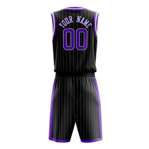 Uniformes de basket-ball personnalisés pour hommes avec design rayé, à bas prix, en matériau respirant à séchage rapide, pour hommes - Product Image 2