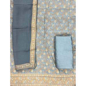 Unstitched <b>Women's</b> Chanderi Suit Hand Block Printed for a Unique Style - Product Image 1