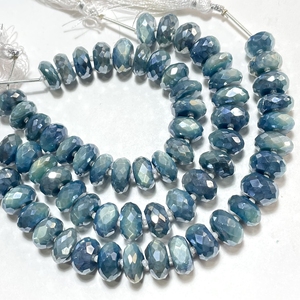 Perles en forme de rondelle à facettes enduites de pierre de lune taille 11-11.5mm couleur bleu ciel pour la fabrication de bijoux perles en gros - Product Image 4