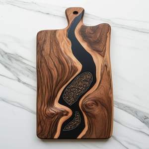 เขียงเรซิ่น งานหล่อเรซิ่นด้วยมือ ฐานไม้เนื้อดี รูปทรงสวยงาม ทนทาน เหมาะสำหรับเสิร์ฟของว่าง ชีส อาหารเบาๆ ใช้ในบ้าน ร้านอาหาร - Product Image 1