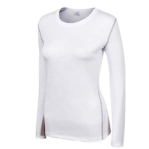 Camisa de compresión de poliéster sólido informal para mujer, camiseta atlética de manga larga para correr, camisetas de entrenamiento de talla grande - Product Image 6