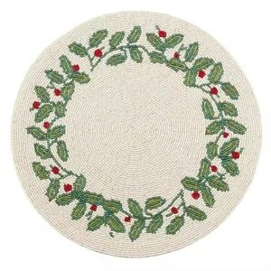 Manteles individuales de cuentas de vidrio bordadas para ambiente de boda de lujo para mesa de comedor Venta directa de fábrica de La India - Product Image 1