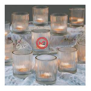 Bougeoirs en verre transparent pour bougies chauffe-plat, centre de table, bougeoirs pour bougies chauffe-plat, mariages, décoration de la maison, occasions spéciales, vente en gros - Product Image 1