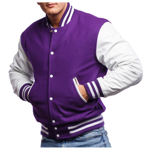 Fabricant OEM de vestes décontractées Letterman de baseball de haute qualité personnalisées pour hommes veste universitaire support en cuir imprimé brodé - Product Image 1