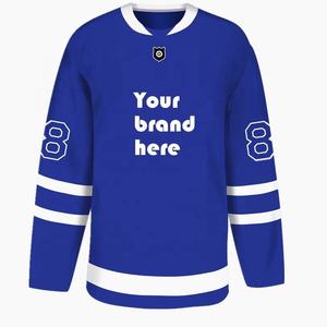 Jersey de Hockey sobre Hielo Personalizado, Azul Marino, Camuflaje, Negro, Morado, Diseño Gráfico, Nombre y Número Cosidos Personalizados, Uniforme Deportivo de Equipo - Product Image 1