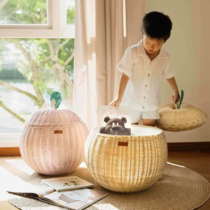 Panier de rangement multifonctionnel et écologique en rotin naturel Apple Rattan - Product Image 4