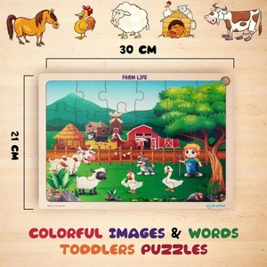 Venta al por mayor de rompecabezas de madera con temática de granja juguetes de rompecabezas educativos de dibujos animados para niños, OEM/ODM personalizable - Product Image 3