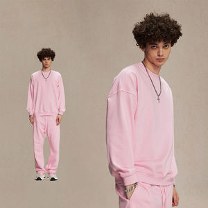 Conjunto de Sudadera y Pantalones Deportivos de Felpa para Hombre, Estilo Urbano, Holgado, con Capucha, Cuello Redondo, Transpirable, con Cordón, Diseño Estampado Personalizado en la Parte Delantera - Product Image 4