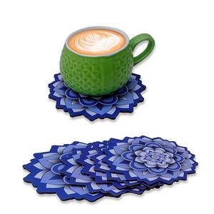 Sous-verre en bois naturel imprimé avec un style bohème, design artisanal écologique pour la protection et la décoration de table à prix de gros - Product Image 1