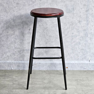 Taburete de Bar Redondo de Madera GBSK015 con Patas de Hierro con Recubrimiento en Polvo, Silla Alta de Estilo Industrial para Uso en Clubes - Product Image 5