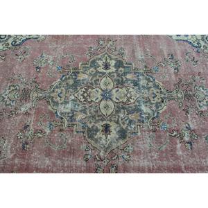 Turkish Vintage Rug, 7x9.4 ft Large Rug, <b>Red</b> Blue Polka dot <b>Wool</b> Rug - Product Image 5