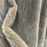Schwarzer Kaffee Silber Blau Nerz Vertikaler Streifen Kunstfell-Stoff, 100% Polyester für Kleidung, Spielzeug & Heimdekoration
