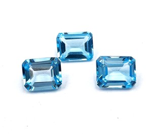 9x12mm Swiss Blue Topaz Octogone Pierres précieuses en vrac pour la fabrication de pendentifs de bijoux Topaze bleue naturelle Pierre à facettes au prix d'usine - Product Image 2
