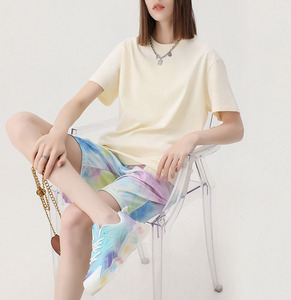 OEM personalizable 230G pesado algodón camiseta moda Casual bordado estampado Logo de punto pequeño hombro caído liso corto - Product Image 6