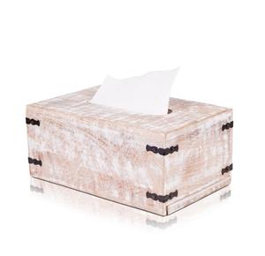 Dispensador Rectangular de Pañuelos de Madera con Fondo de Mango Rústico, Cubierta de Caja de Pañuelos para Baño, Cocina, Oficina y Sala de Estar - Product Image 1