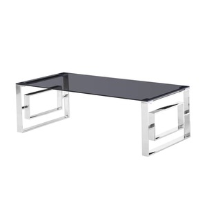 Mesa de Centro Moderna y Ecológica para Sala de Estar, Extensible, con Patas Cruzadas, Espejo Glamoroso, en Tono Plateado - Product Image 5