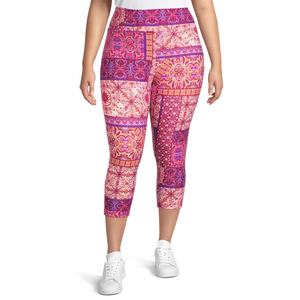 Women's Custom Sublimation Printing Capri <b>Leggings</b> Mid Waist Fitness <b>Leggings</b> with Floral <b>Pattern</b> for Workout Outdoor Activities - Product Image 2