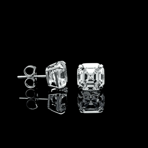 4.00 CTW Asscher Cut Lab Grown Diamond Stud Earrings Pair IGI Certified 14K Solid Gold Prong Set Diamond Earrings for Women - Product Image 6