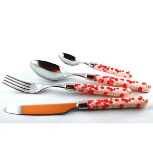 Stainless Steel Flatware <b>Used</b> In Kitchenware Table Cafe Home Use Silver Color Plated Finished Cutlery Yellow Handle Set of 4 - Product Image 6