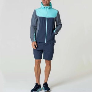 Veste coupe-vent en nylon Ensemble deux pièces design personnalisé Veste demi-fermeture éclair en polyester Jogger Short Set 2pc Sport - Product Image 5