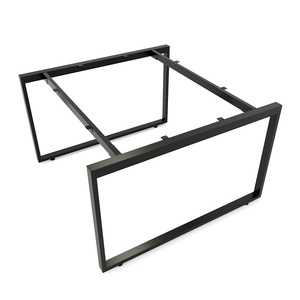 Table en teck de style industriel 120x120cm pour 2 personnes avec pieds en acier assemblés en bois HBWD011 - Product Image 4