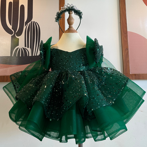 Vestido Corto con Lentejuelas Hombros Descubiertos Nhung Nguyen Vestido de Princesa para Niña Bebé Infantil OEM ODM Precio Competitivo Hecho en Vietnam - Product Image 3