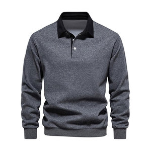 Suéter de Punto para Hombre, Estilo Europeo Americano, Cuello Solapa, Otoño Invierno, Nuevo Lanzamiento, 100% Algodón, Antibolitas, Manga Larga para Camisa - Product Image 5