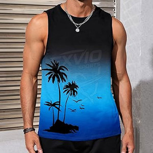 Débardeur personnalisé avec impression sérigraphique pour homme, vêtement décontracté d'été, débardeur sans manches avec impression sérigraphique - Product Image 2