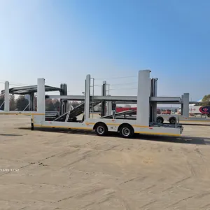 中国油圧ダブルデッキ2軸車輸送セミトレーラーダブルデッキカーキャリアセミトレーラー